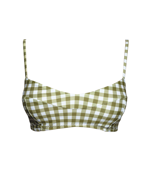 BRALETTE TOP - Gingham Olive