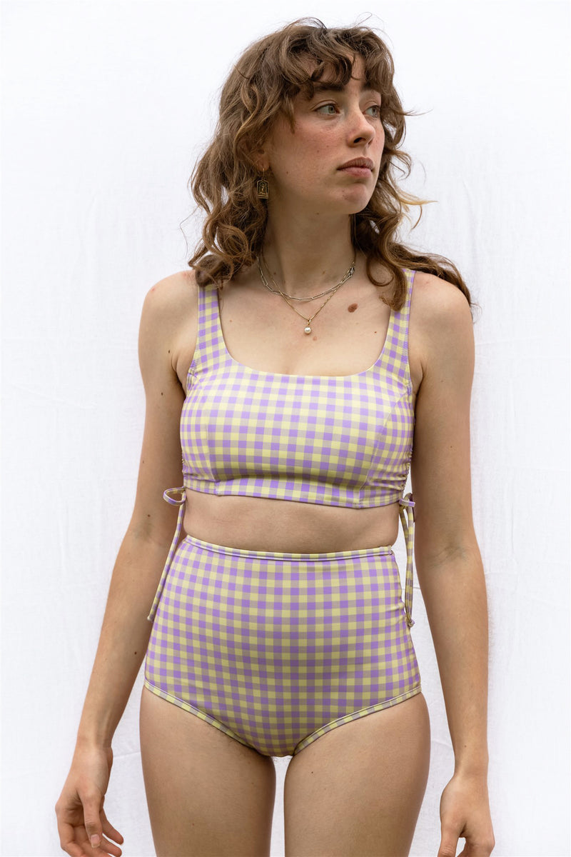 PULLOVER BIKINI TOP - Gingham Lilac