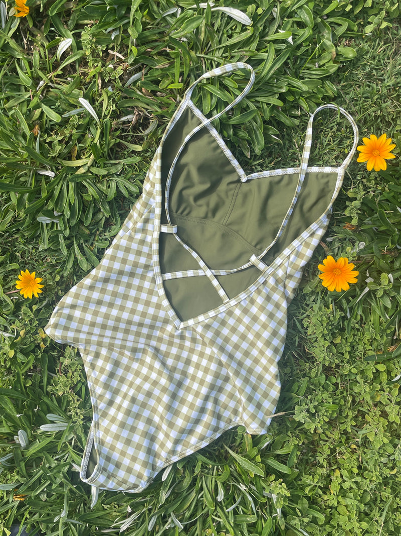 Ella One Piece - Gingham Olive