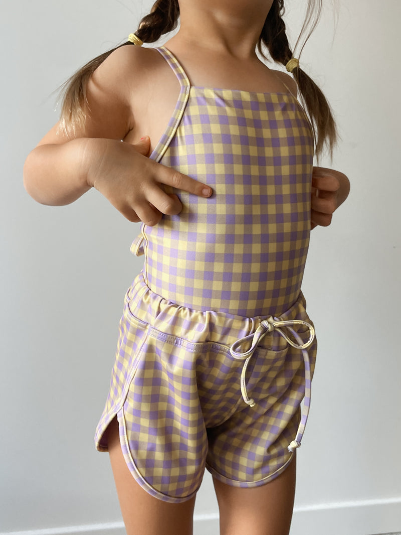 MINI SOL SHORTS - Gingham Lilac