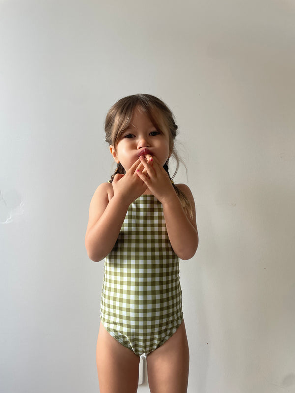 MINI POSY ONE PIECE - Gingham Olive