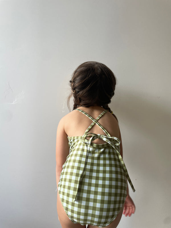 MINI POSY ONE PIECE - Gingham Olive