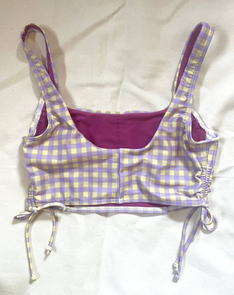 *OUTLET* PULLOVER BIKINI TOP - Gingham Lilac