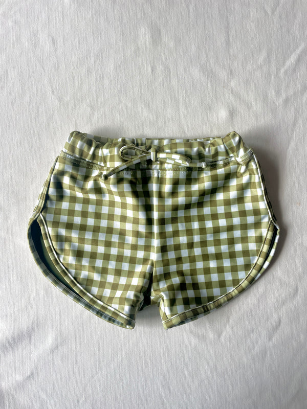 MINI SOL SHORTS - Gingham Olive