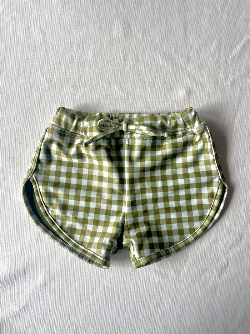 MINI SOL SHORTS - Gingham Olive