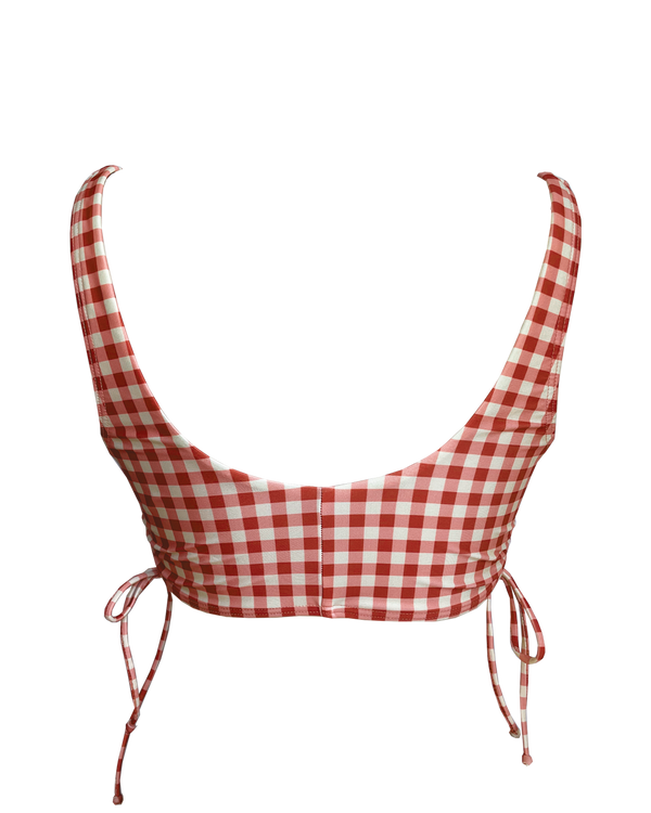 PULLOVER BIKINI TOP - Gingham Paprika