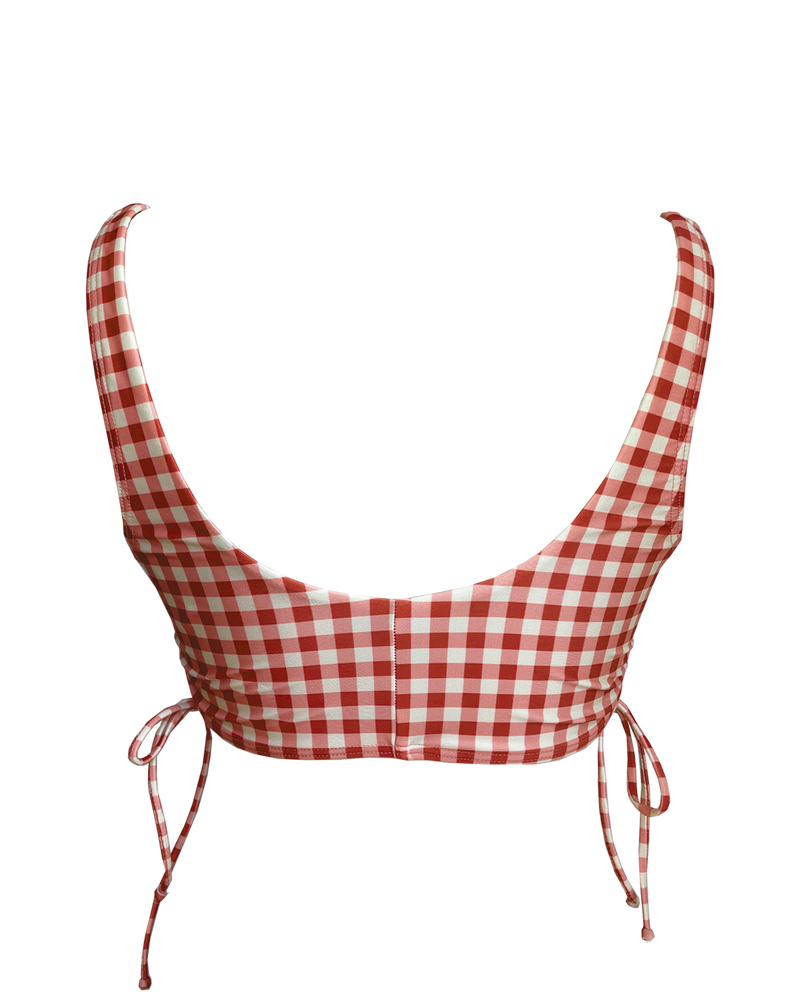 PULLOVER BIKINI TOP - Gingham Paprika