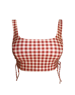 PULLOVER BIKINI TOP - Gingham Paprika