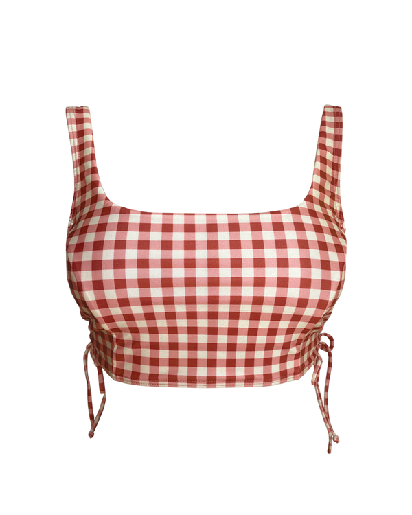 PULLOVER BIKINI TOP - Gingham Paprika