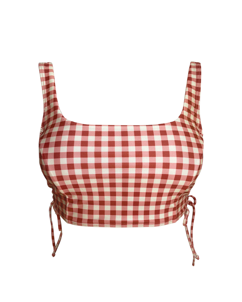 PULLOVER BIKINI TOP - Gingham Paprika